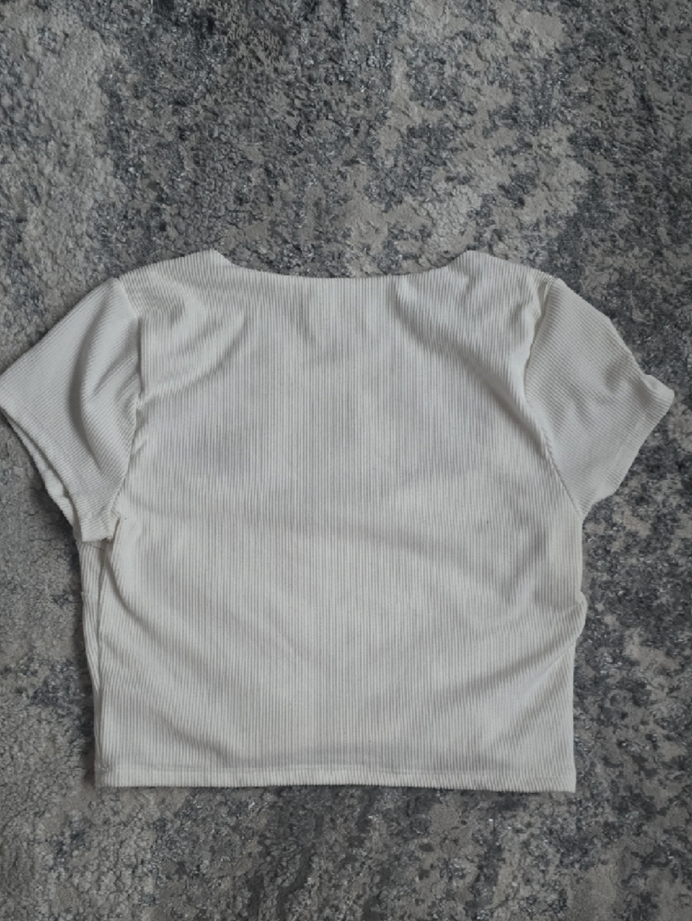 White Ribbed Square-Neck Crop Top - Picture 5 of 6